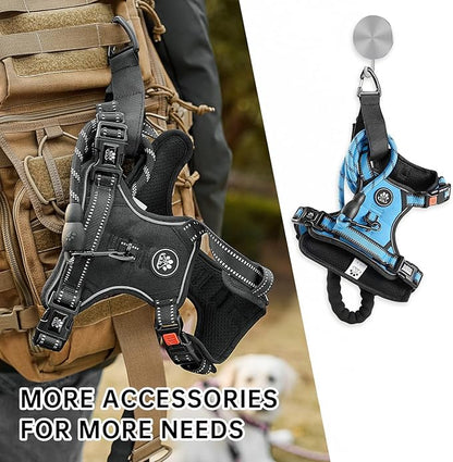 NESTROAD No Pull Dog Harness,Adjustable Oxford Dog Vest Harness with Leash,Reflective No-Choke Pet Harness with Easy Control Soft Handle for Small Medium Dogs(Medium,Blue) NESTROAD