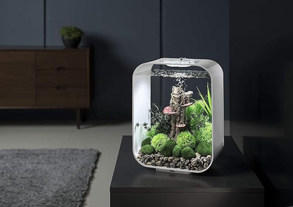 biOrb Life 15 Acrylic 4-Gallon Aquarium with Multi-Color Remote-Controlled LED Lights Modern Compact Tank for Tabletop or Desktop Display, White biOrb