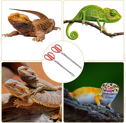 2 Pcs Snake Feeding Tongs, Snake Hook Snake Grabber Tool Snake Stick Reptile Tongs for Ball Python Tank Accessories Snake Tank Accessories(15in) XLSXEXCL