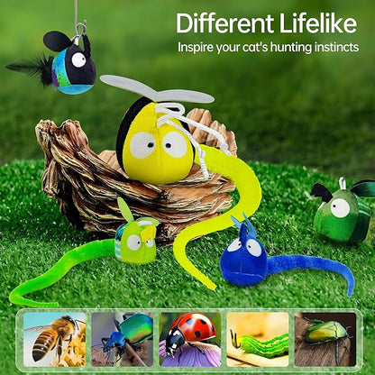 Chirping Cat Toys Hanging Cat Feather Toy - Catnip Interactive Cat Toys for Indoor Cats - Automatic Cat Toy for Cat Exercise & Kicker to Self Play (Cow Pangpang) - PAWPICO