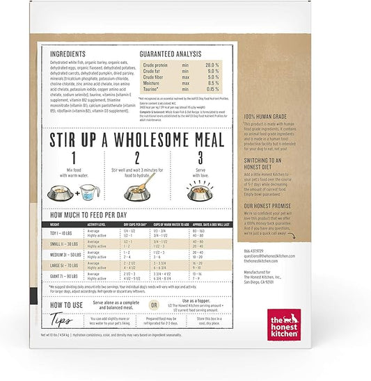 The Honest Kitchen Human Grade Dehydrated Whole Grain Dog Food – Complete Meal or Dog Food Topper – Fish 10 lb (makes 40 lbs) (Pack of 1) - PAWPICO