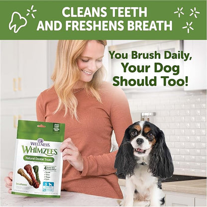 WHIMZEES by Wellness Value Box Natural Dental Chews for Dogs, Long Lasting Treats, Grain-Free, Freshens Breath, Small Breed, 89 count - PAWPICO