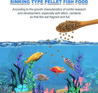 Cichlid Fish Food - All Natural Sinking Carnivore Pellets for Large Cichlid Tropical Fish Rich in Protein for Cichlid'S Color Enhancing Healthy Development and Cleaner Water yizeril