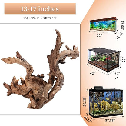 majoywoo Natural Large Driftwood for Aquarium Decor Reptile Decor 13-17" Long, Over 1.3 lbs Majoywoo