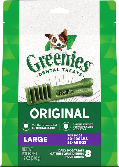Greenies Original Large Natural Dental Care Dog Treats, 12 oz. Pack (8 Treats) - PAWPICO