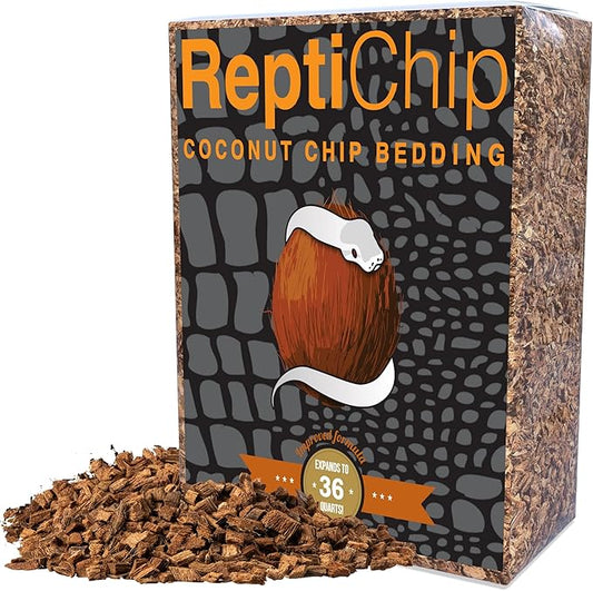 ReptiChip Reptile Bedding Loose Coconut Chip 36 Quart Coco Husk Substrate Mulch for Snake Habitat, Ball Python Terrarium, Turtle Tanks, Tortoise Enclosure ReptiChipPremiumSubstrate