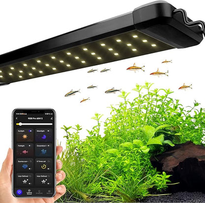 hygger 18W Smart Aquarium Light, Bluetooth LED Light with App Control, Full Spectrum Fish Tank Light with 24/7 Lighting Cycle, 5 Modes, Adjustable Timer, for 12"-18" Freshwater Planted Tank hygger
