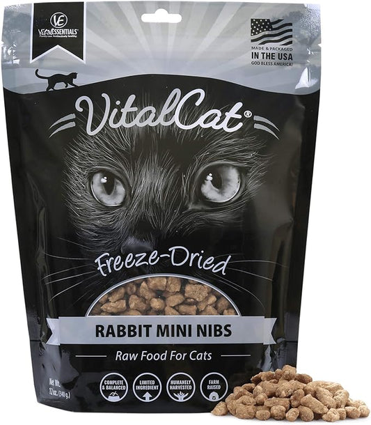 Vital Essentials Freeze Dried Cat Food, Rabbit Mini Nibs 12 oz VitalEssentials