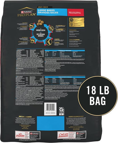 Purina Pro Plan Large Breed Dry High Protein Dog Food with Probiotics for Dogs, Beef and Rice Formula - 18 lb. Bag - PAWPICO