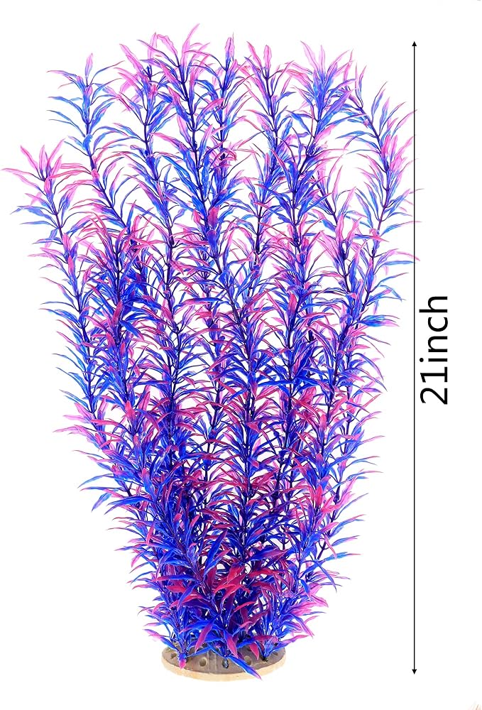 ALEGI Aquarium Fish Tank Decoration,Large Artificial Plants for Fish Tank 21 inches Tall,Safe for All Fish, Purple ALEGIAquarium