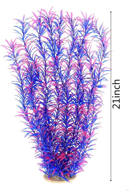ALEGI Aquarium Fish Tank Decoration,Large Artificial Plants for Fish Tank 21 inches Tall,Safe for All Fish, Purple ALEGIAquarium