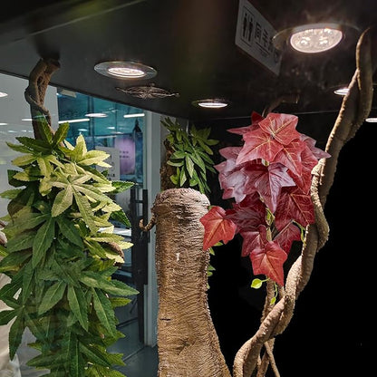 Woyrise 2 Pack Reptile Plants for Terrarium, Amphibian Habitat Decor Artificial Hanging Plants with Suction Cup for Gecko Lizard Snake Chamelon - Fake Red Ivy Woyrise