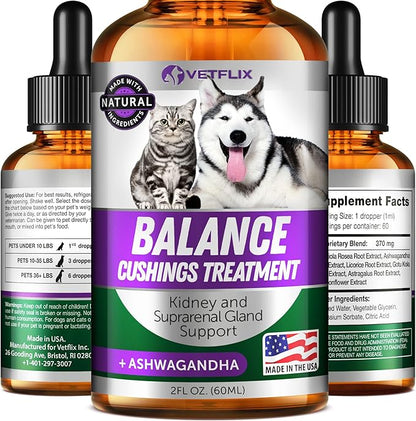 Pet Adrenal Support for Dogs & Cats - Made in USA - Cushings Treatment for Dogs - Cat & Dog Supplement for Kidney Support Vetflix
