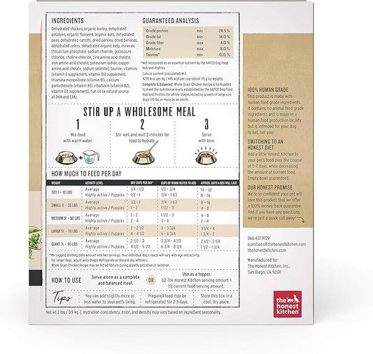 The Honest Kitchen Dehydrated Whole Grain Chicken Dog Food, 2 lb Box - PAWPICO