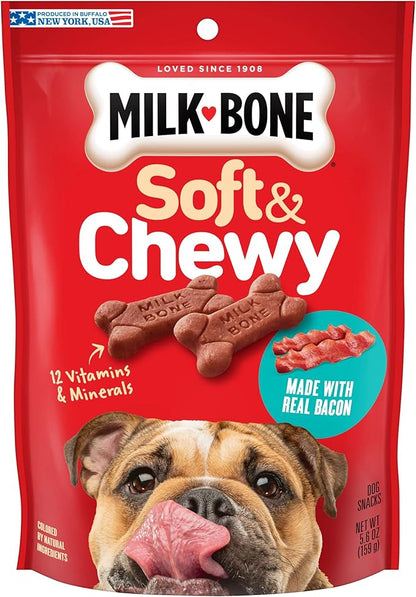 Milk-Bone Soft & Chewy Dog Treats, Bacon Recipe, 5.6 Ounce (Pack of 10), Made with Real Bacon - PAWPICO