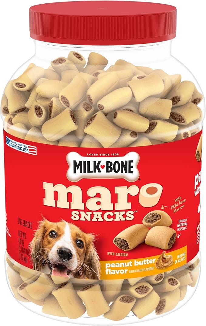 Milk-Bone MaroSnacks Dog Treats, Peanut Butter, 40 Ounce with Real Bone Marrow and Calcium - PAWPICO