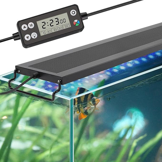 hygger Auto On Off LED Aquarium Light, Full Spectrum Fish Tank Light with LCD Monitor, 24/7 Lighting Cycle, 7 Colors, Adjustable Timer, IP68 Waterproof, 3 Modes for 18"-24" Freshwater Planted Tank hygger