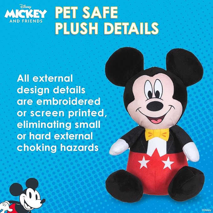 Mickey Mouse Plush Squeaky Dog Toy 9in | Disney Dog Toys | Plush Squeaker Toy for Dogs Inspired by Mickey Mouse, Disney Mickey and Friends - PAWPICO