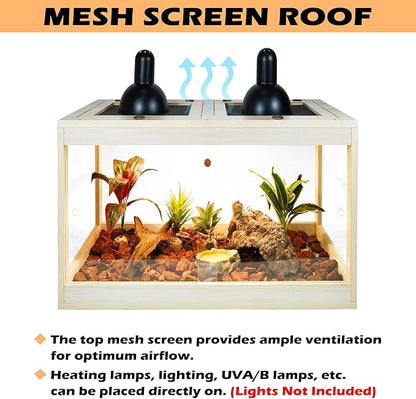 28 Gallon Terrarium, Reptile Habitat, Durable Quality, Suitable for All Types of Reptile, Hamsters, Snakes, Oak Color PROLEE