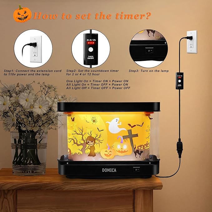 DOMICA Halloween Decorations Halloween Decor, Night Light with Timer for Bedroom, Halloween Ghost Pumpkin Party Favors Home Decor LED Table Light Table Lamp Indoor DOMICA