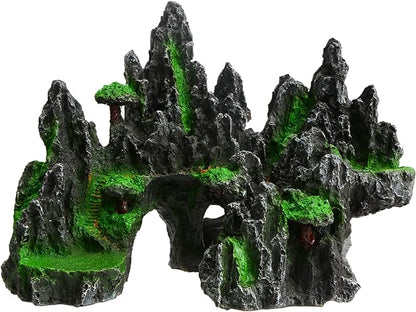 Saim Large Aquarium Mountain View Stone Ornament,Rock Cave Landscape Decorations Artificial Big Mountain Hill View Stone for Aquarium and Reptiles Decorations Mini Garden Decorating Saim