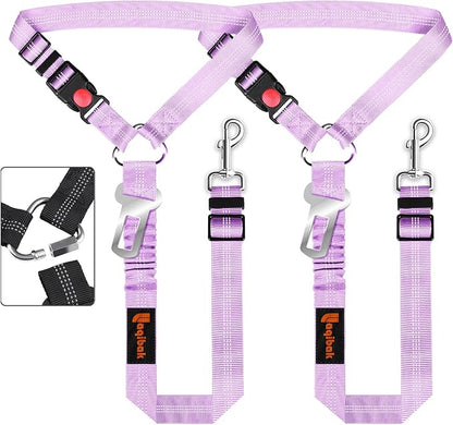 Removable Dog Seat Belt Harness for Car, 3 in 1 Pet Dog Car Seatbelt Leash, Retractable Restraint Secures to Vehicle Headrest & Adjustable Reflective Bungee Dog Seatbelt Tether, Purple laqibakProductcollection