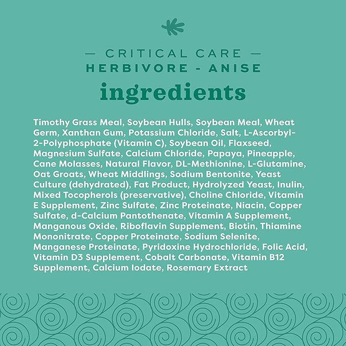 Oxbow Critical Care Herbivore - Nutritionally Complete Feeding Assist Formula for Small Animals & Pets - Critical Care Herbivore Anise (454g) OxbowAnimalHealth