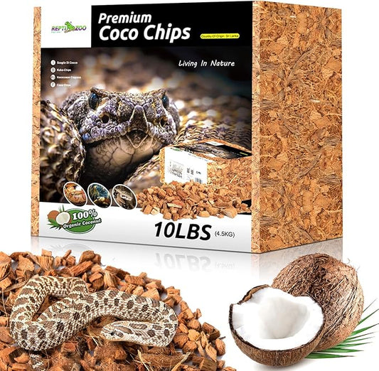 REPTI ZOO 72 Quart Reptiles Coconut Chip Substrate, Coco Husk Reptiles Bedding for Ball Python, Snakes, Geckos, Lizards, Tortoises, Frogs | Terrarium Tanks Substrate REPTIZOO