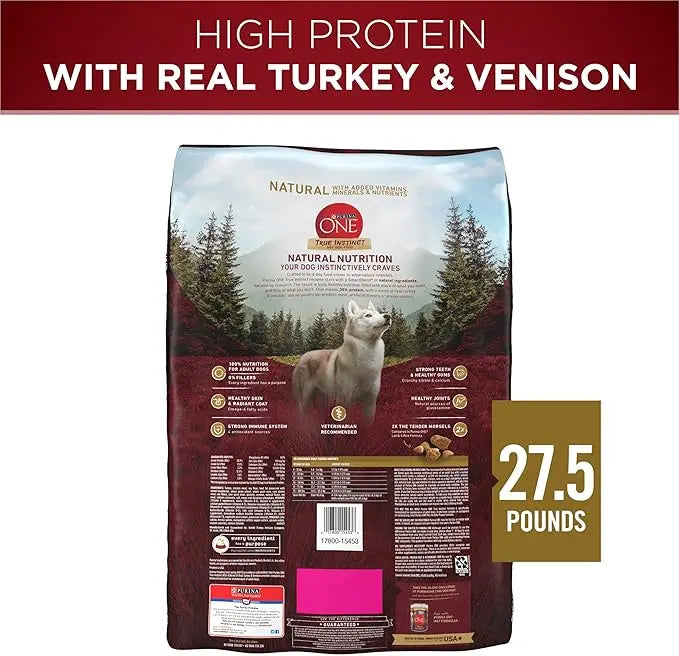 Purina ONE True Instinct With A Blend Of Real Turkey and Venison Dry Dog Food - 27.5 lb. Bag - PAWPICO