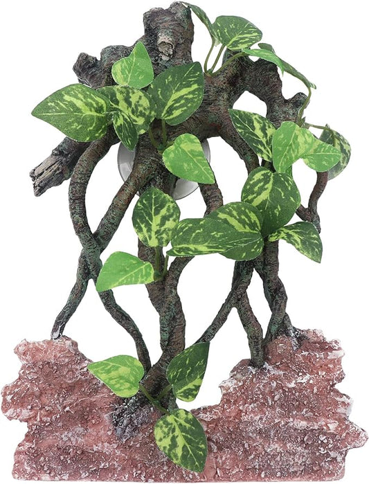 AQUA KT Reptile Terrarium Climb Corner Tree Branch Rock Background Decoration with Suction Cup for Amphibian Lizard Snake Gecko Bearded Dragon Cage Tank Habitat Decoration Accessory AQUAKT