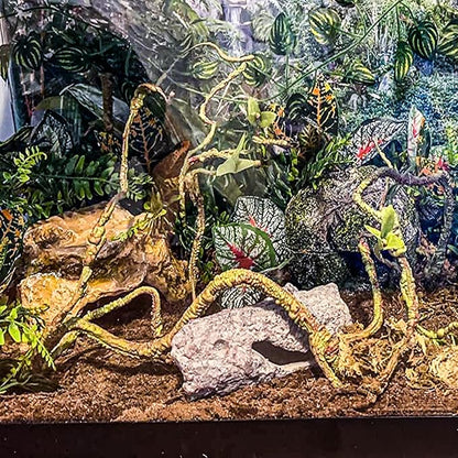 Repitle Vines for Climbing, Terrarium Hanging Plants Artificial Leaves Reptile Hide Flexible Jungle Vine Tank Accessories for Gecko Bearded Dragon Lizard Snake Chameleon Decor Mechpia