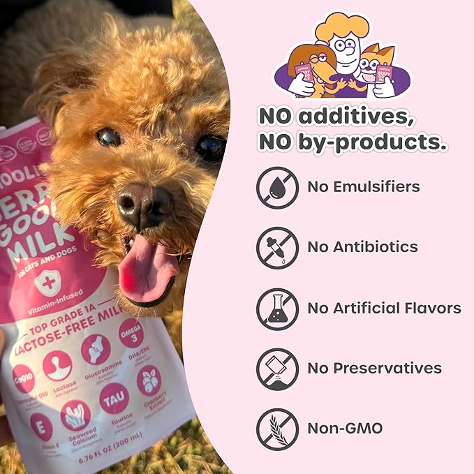 Berry Good Pet Milk. 10pk Vitamin-Infused Cat Milk, Dog, Kitten, Puppy Milk. Dog Bladder Support, Cat Kidney Support, Cat Urinary Supplement Cranberry, Omega 3, CoQ10, Glucosamine, Taurine CHOOLIP