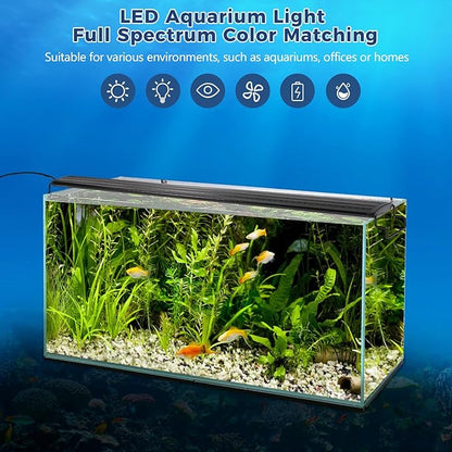 Tatub 16W LED Aquarium Light for 24"-30" Fish Tank, Full Spectrum Fish Tank Light with White Blue Red Green LEDs, 10 Levels of Brightness，Timer Auto On/Off Tatub