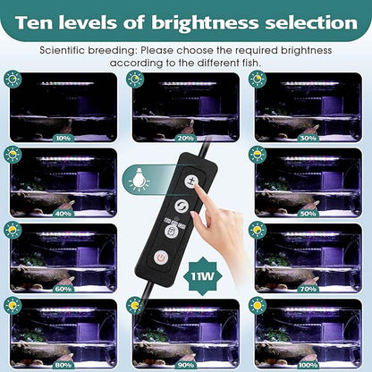 hygger 11W Full Spectrum Aquarium LED Light with 10 Levels of Brightness, White Blue Red Green LEDs,6H8H12H Timer,RGB Light for 12~19IN Freshwater Fish Tank, Aquatic Plants Tropical Ornamental Fish hygger