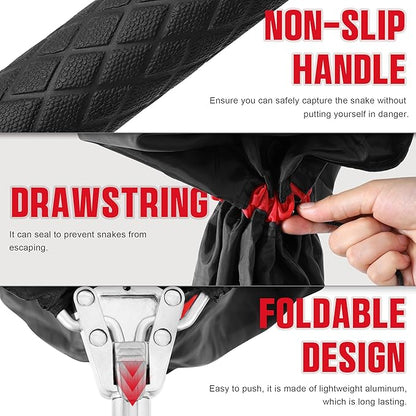 Telescopic Snake Catcher Net with Secure Drawstring – 29 to 66 Inch Adjustable Pole for Safe Transporting and Capturing All Kinds of Snakes Trakem