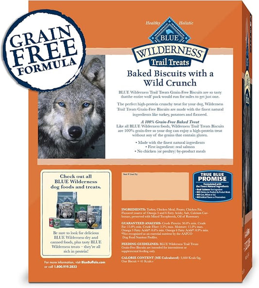 Blue Buffalo Wilderness Trail Treats High Protein Grain Free Crunchy Dog Treats Biscuits, Turkey Recipe, 36-oz box - PAWPICO