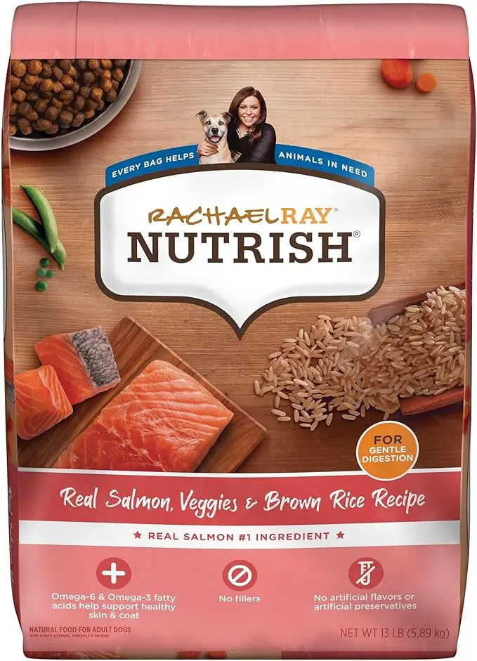 Nutrish Rachael Ray Real Salmon, Veggies & Brown Rice Recipe Dry Dog Food, 13 lb. Bag - PAWPICO
