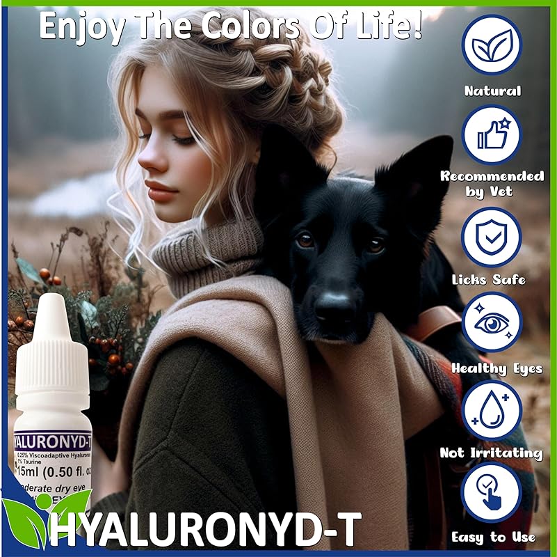 Lubricating Gel Eye Drops 15ml With Hyaluronic Acid 0.25% & Taurine For Pets Cat&Dog Moisturizer Soothes Dryness And Irritation & Itchy, Daily Use To Relieve Dry Eyes, Artificial Tears PAWPICO