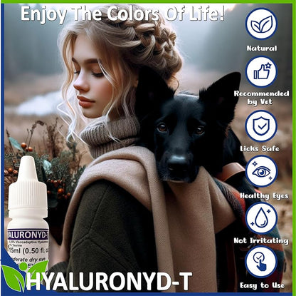 Lubricating Gel Eye Drops 15ml With Hyaluronic Acid 0.25% & Taurine For Pets Cat&Dog Moisturizer Soothes Dryness And Irritation & Itchy, Daily Use To Relieve Dry Eyes, Artificial Tears PAWPICO