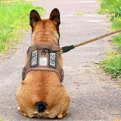 Heavy Duty Tactical Dog Harness for Small Dogs, No Pull Adjustable Pet Harness Reflective Service Training Easy Control Pet Vest Military K9 Working Dog Harnesses- Small, Brown Beebielove