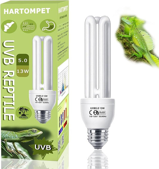 5.0 UVB Linear Lamp 13W, Compact Tropical & Sub-Tropical Lamp, Terrarium Fluorescent bulb, Compact UVA-UVB Light for Reptiles,Ideal for Chameleons, Iguanas, Turtles & Rainforest Reptile Tank HARTOMPET