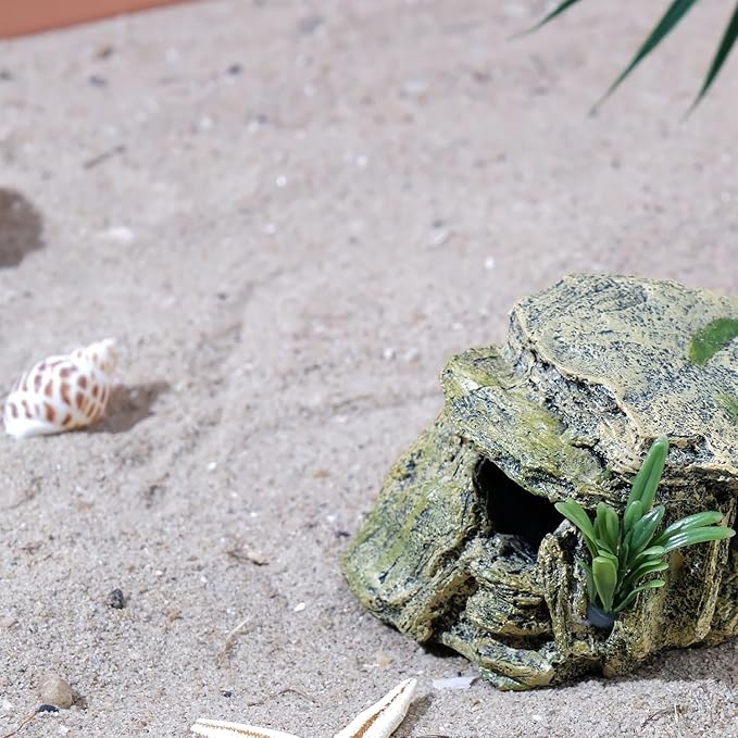 Leopard Gecko Hide Small Reptile Hides Resin Mini Reptile Basking Rock Humid Hide Turtle Cave Lizard Hide Reptile & Amphibian Habitat DÉCor IBWell