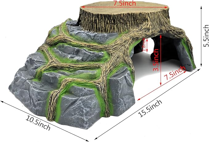 JIHAQUA Extra X Large Resin Reptile Tank Hideouts Cave Habitat Decor for Leopard Gecko Tank Accessories JIHAQUA