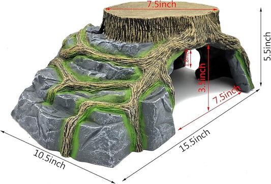 JIHAQUA Extra X Large Resin Reptile Tank Hideouts Cave Habitat Decor for Leopard Gecko Tank Accessories JIHAQUA
