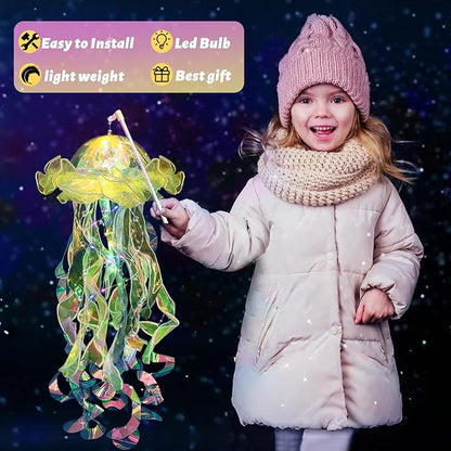 Jellyfish Decorations, 4 Pcs (Yellow) Jellyfish Lanterns - Hanging Jelly Fish Lanterns, for Little Mermaid Ocean Theme Under The Sea Party Decorations & Birthday Decoration, Gifts for Women Girls Baby MEIWUTIE