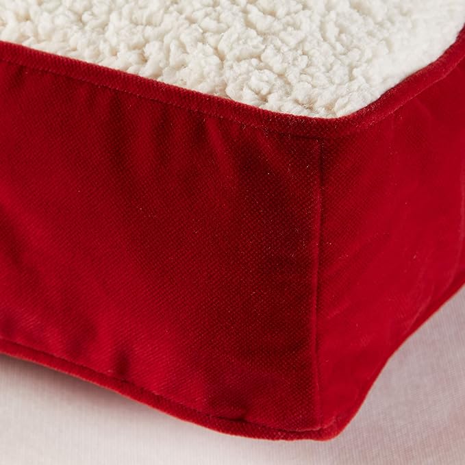 Happy Hounds Oscar Rectangle Orthopedic Foam Sherpa Dog Bed, Small (36 x 24 in.), Red - PAWPICO