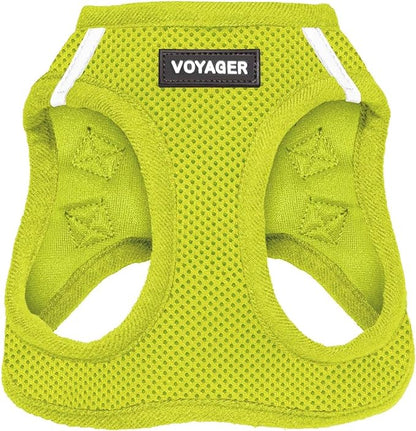 Voyager Step-in Air Dog Harness - All Weather Mesh, Reflective, No Pull Harness for Small, Medium Dogs, Cats - Secure with Hook & Loop Fastener, Buckle, Double D-Rings - Lime Green, XXXS BestPetSuppliesLLC