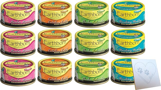 Earthborn-Holistic Cat Food Variety Pack - 4 Flavors: Catalina Catch, Harbor Harvest, Chicken Catcciatori, & Monterey Medley - PAWPICO