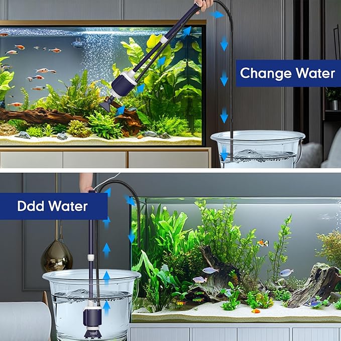 AQQA Fish Tank Cleaner,DC 34W/600GPH Adjustable Water Flow Aquarium Gravel Vacuum,Multi-Filtration Purifies Water Electric Cleaning Kit for Water Change Water Circulation Wash Sand Gravel 110V-240V AQQA