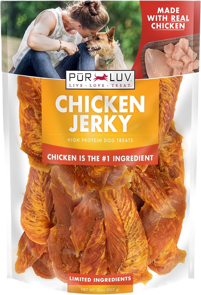 Dog Treats, Chicken Jerky for Dogs, Made with 100% Real Chicken Breast, 32 Ounces, Healthy, Easily Digestible, Long-Lasting, High Protein Dog Treat, Satisfies Dog's Urge to Chew - PAWPICO